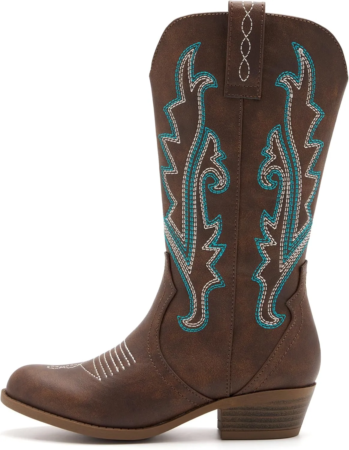Kids Western Boots Embroidered Cowgirl Cowboy Boots Boys Girls Mid Calf Round Toe Riding Shoes Little Kid/Big Kid