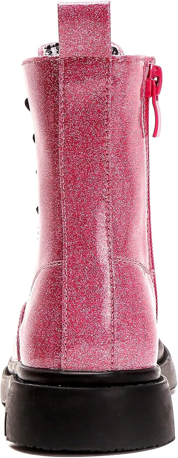 kkdom Boys Girls Waterproof Lace Up Side Zipper Mid Calf Combat Boots(Toddler/Little Kid/Big Kid)