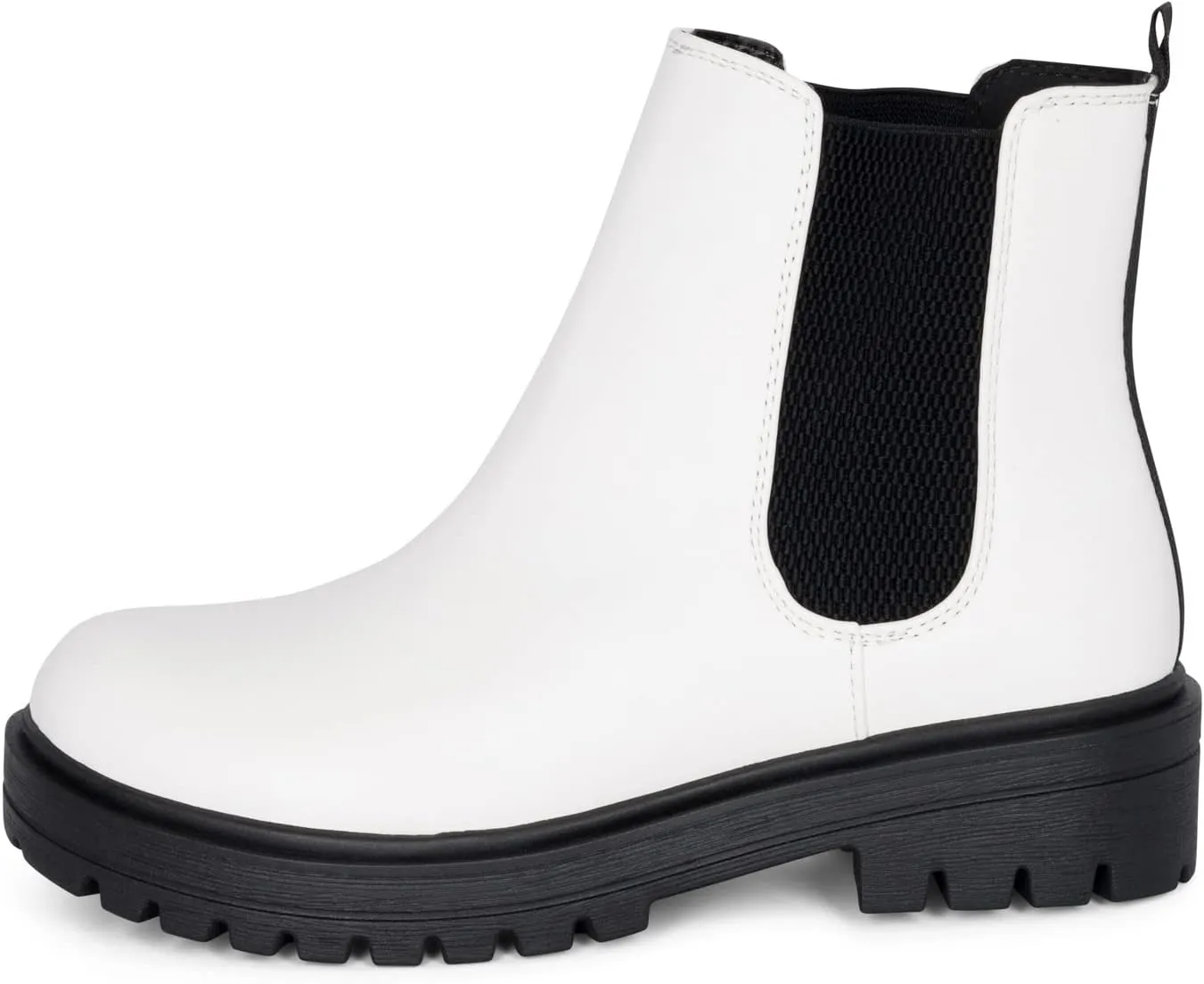 KRISTINA Women's Lug Sole Low Heel Chelsea Fashion Ankle Bootie w/Double Elastic Gore