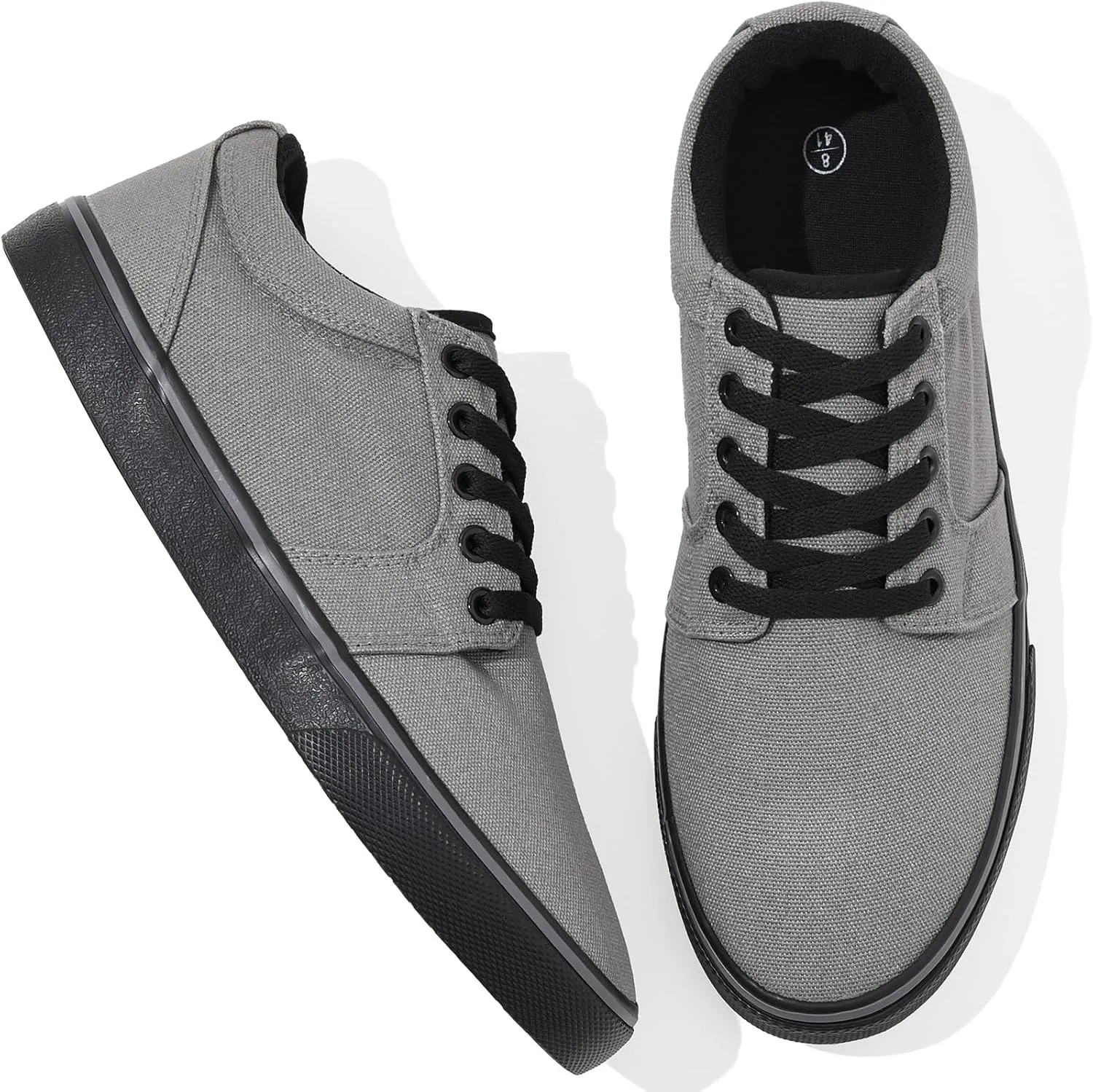 kufeiti Men's Canvas Black Casual Shoes Sneakers Low Top Lace Up Walking Shoes Sneakers for Men