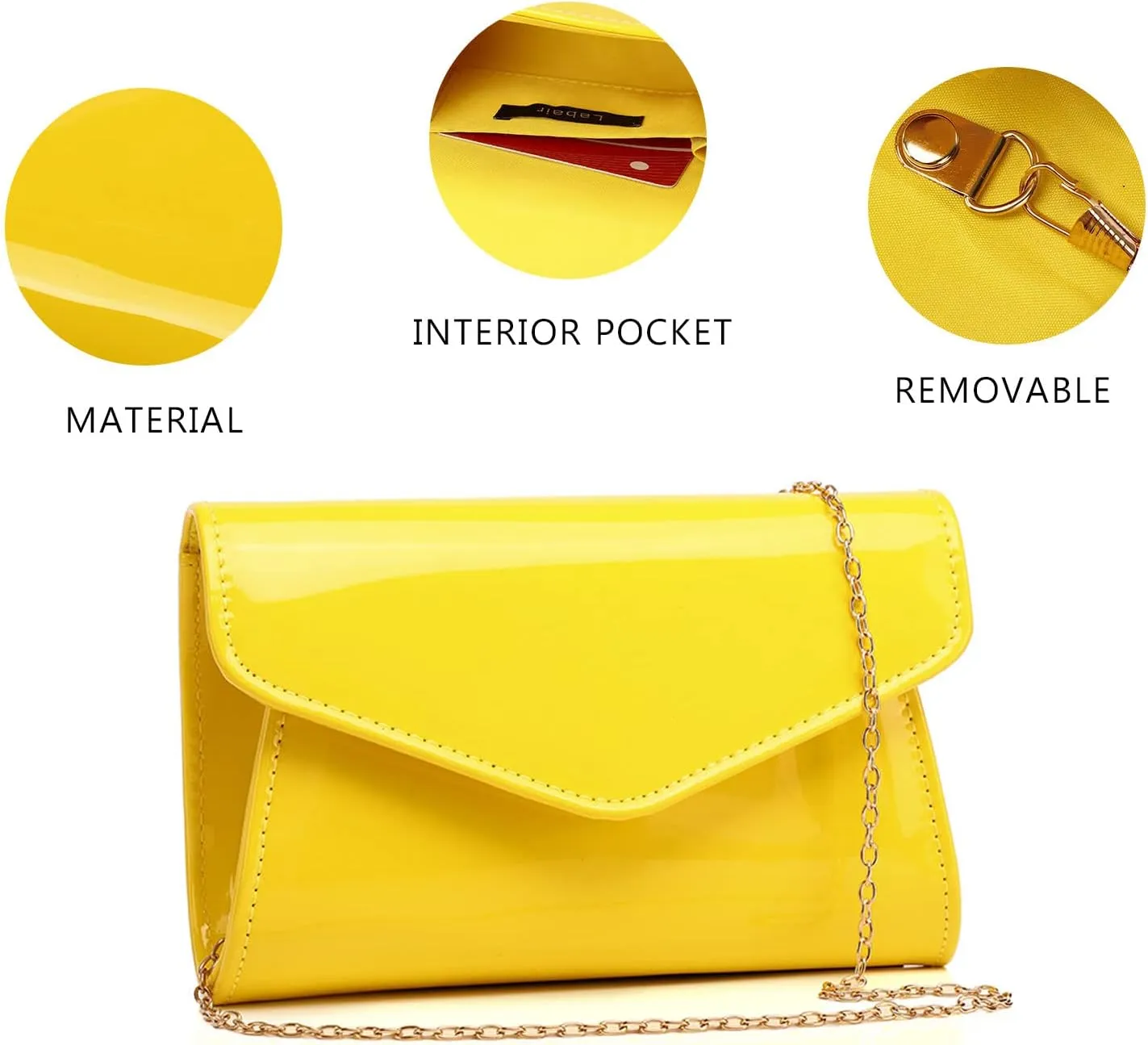 Labair Women's Evening Handbag Patent Leather Purse Wedding Party Bridal Handbag.