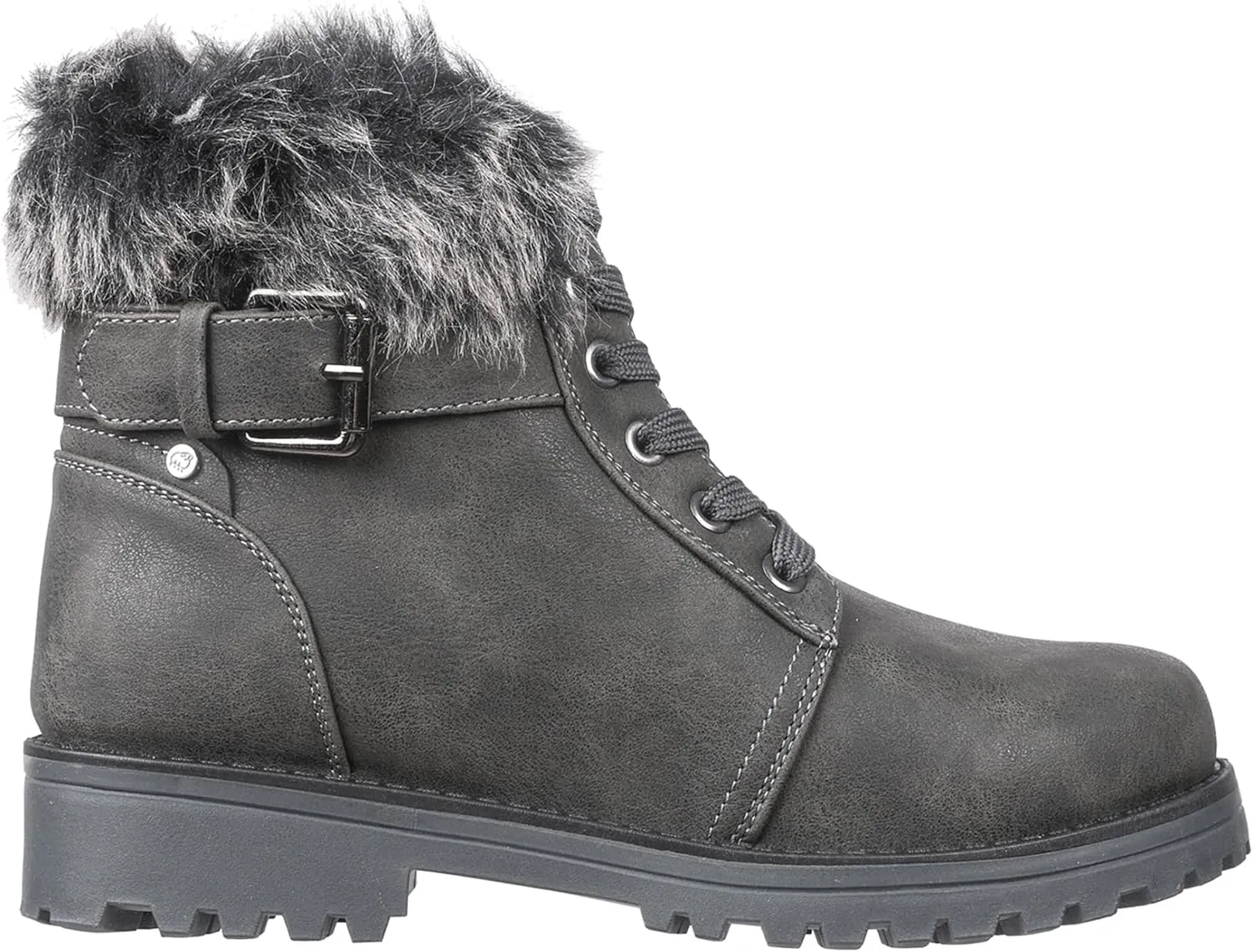 Lamo Women's Kit Lace-Up Boots - Stylish Boots with PU Upper, Faux Fur Collar, NeverWet Water and Stain Resistance,TPR Outsole - 7" Height with Medial Side Zipper and Premium Faux Fur Lining