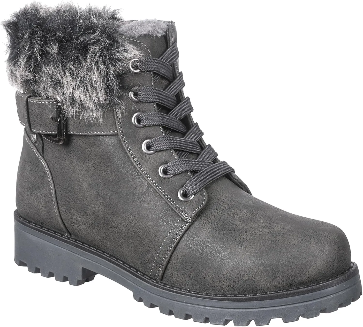 Lamo Women's Kit Lace-Up Boots - Stylish Boots with PU Upper, Faux Fur Collar, NeverWet Water and Stain Resistance,TPR Outsole - 7" Height with Medial Side Zipper and Premium Faux Fur Lining