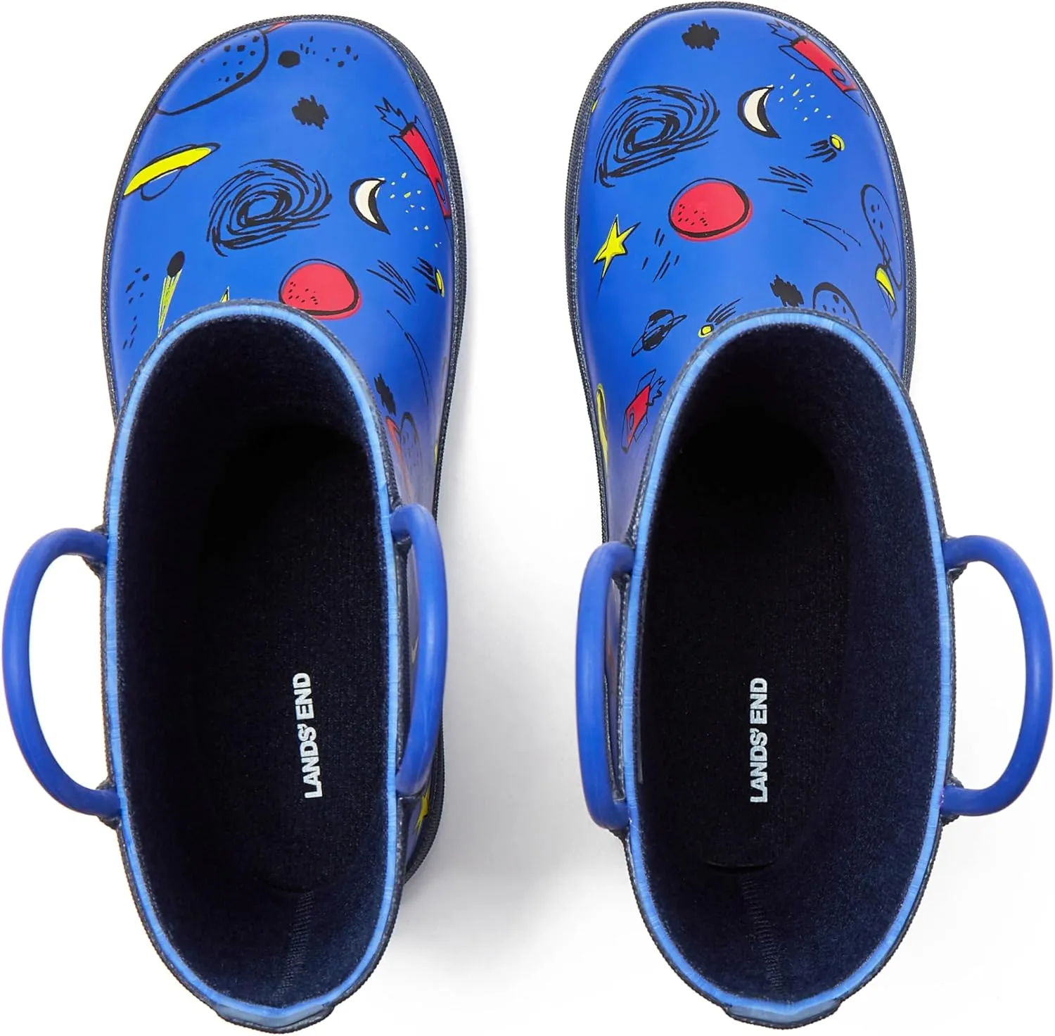 Lands' End Boys and Girls Waterproof Boots Kids and Toddler Rain Boots - Girls and Boys Rubber Rain Boots Kids Size 5 Toddler to 7 Big Kid, Slip On Girls and Boys Rain Boots with Handles