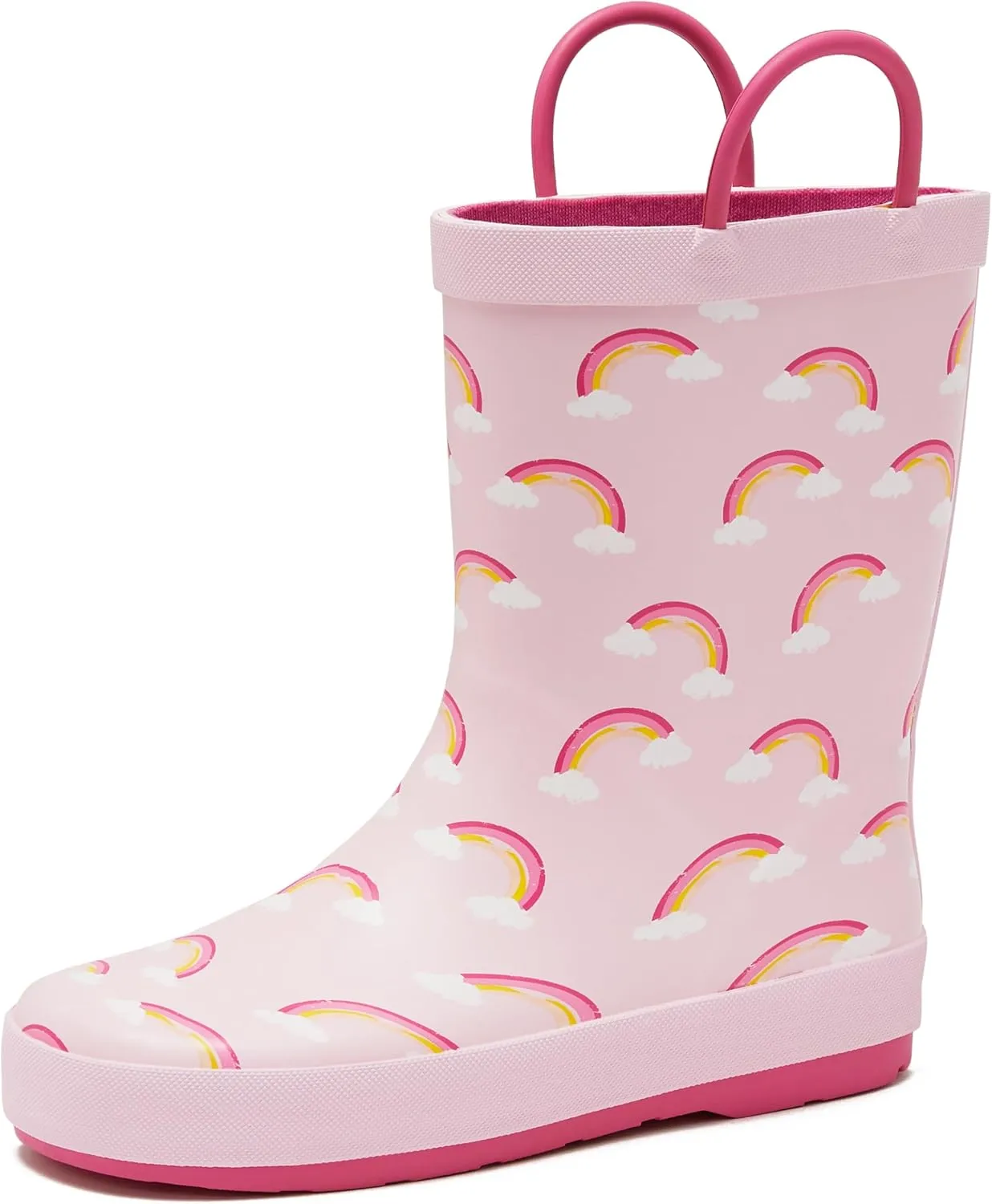Lands' End Boys and Girls Waterproof Boots Kids and Toddler Rain Boots - Girls and Boys Rubber Rain Boots Kids Size 5 Toddler to 7 Big Kid, Slip On Girls and Boys Rain Boots with Handles