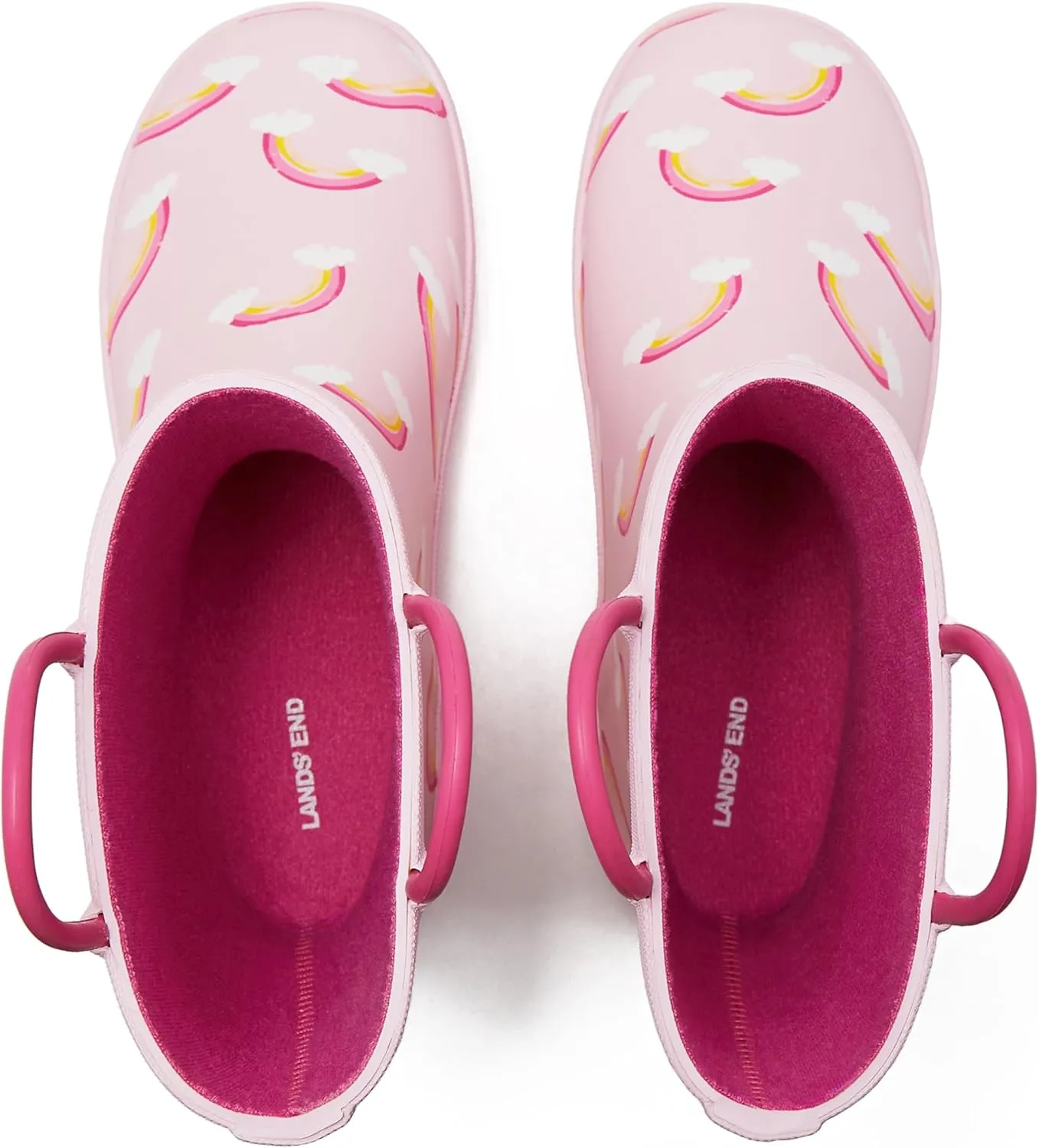 Lands' End Boys and Girls Waterproof Boots Kids and Toddler Rain Boots - Girls and Boys Rubber Rain Boots Kids Size 5 Toddler to 7 Big Kid, Slip On Girls and Boys Rain Boots with Handles