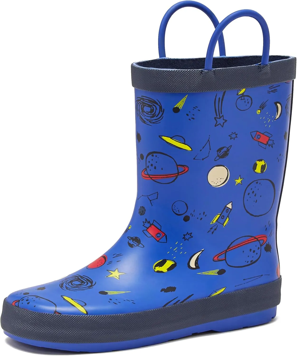 Lands' End Boys and Girls Waterproof Boots Kids and Toddler Rain Boots - Girls and Boys Rubber Rain Boots Kids Size 5 Toddler to 7 Big Kid, Slip On Girls and Boys Rain Boots with Handles