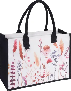 Large Canvas Tote Bag for Women with Zipper and Pocket ，Fashion Women Vintage Floral Handbags Travel Crossbody Bags