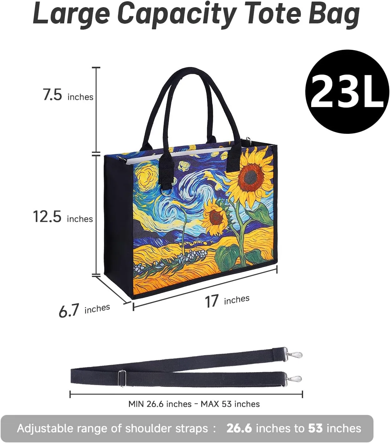 Large Canvas Tote Bag for Women with Zipper and Pocket ，Fashion Women Vintage Floral Handbags Travel Crossbody Bags