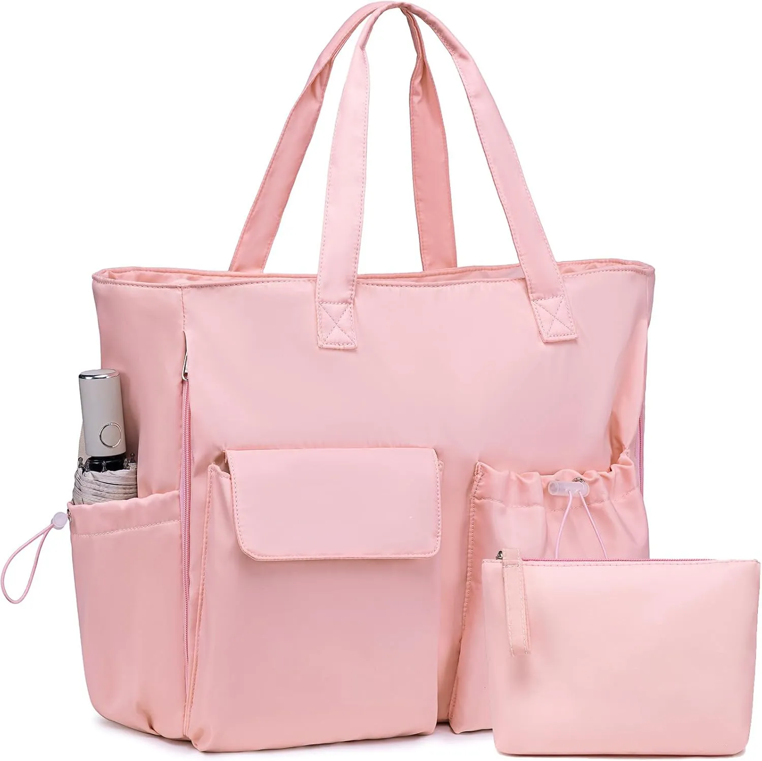 LEDAOU Beach Bag for Women Waterproof Sandproof Tote Bag Pool Bag with Zipper for Gym Shopping Travel with Wet Pocket