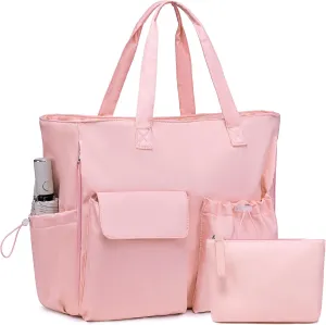 LEDAOU Beach Bag for Women Waterproof Sandproof Tote Bag Pool Bag with Zipper for Gym Shopping Travel with Wet Pocket