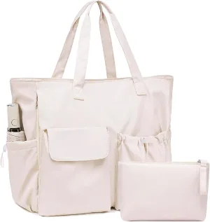 LEDAOU Beach Bag for Women Waterproof Sandproof Tote Bag Pool Bag with Zipper for Gym Shopping Travel with Wet Pocket