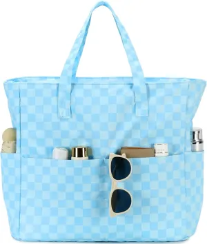 LEDAOU Beach Bag Waterproof Sandproof Women Tote Bag Pool Bag with Zipper for Gym Grocery Travel with Wet Pocket