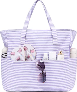 LEDAOU Beach Bag Waterproof Sandproof Women Tote Bag Pool Bag with Zipper for Gym Grocery Travel with Wet Pocket
