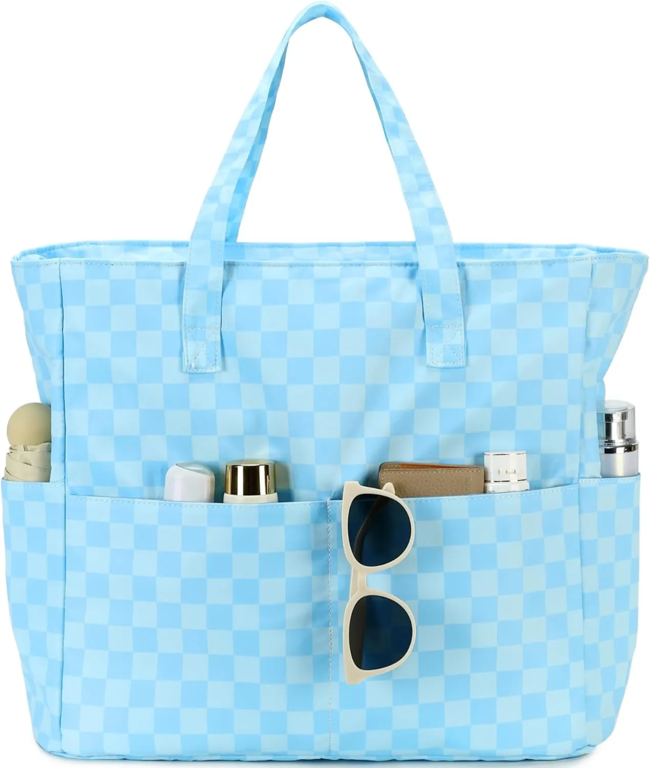 LEDAOU Beach Bag Waterproof Sandproof Women Tote Bag Pool Bag with Zipper for Gym Grocery Travel with Wet Pocket