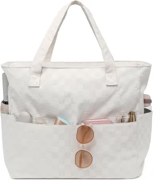 LEDAOU Beach Bag Waterproof Sandproof Women Tote Bag Pool Bag with Zipper for Gym Grocery Travel with Wet Pocket