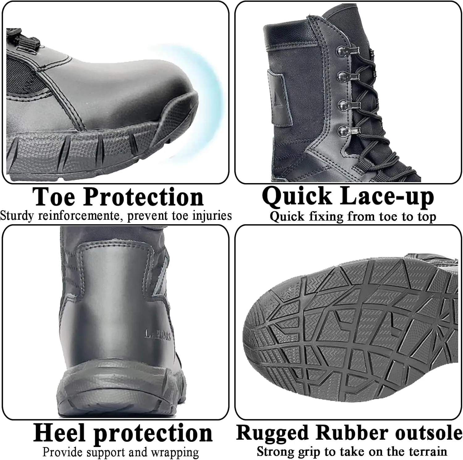 Lightweight Man Tactical Military Boots Combat Boots Anti-Collision Side Zipper Training Lace Up Outdoor Hiking Breathable Shoe