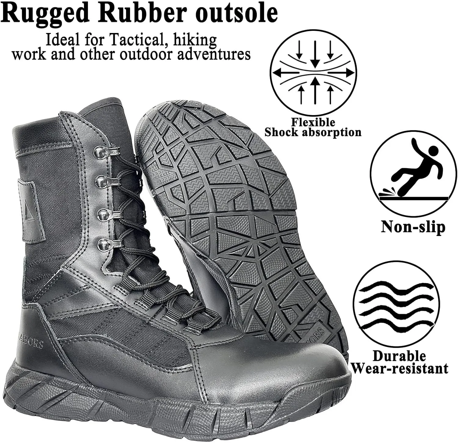 Lightweight Man Tactical Military Boots Combat Boots Anti-Collision Side Zipper Training Lace Up Outdoor Hiking Breathable Shoe