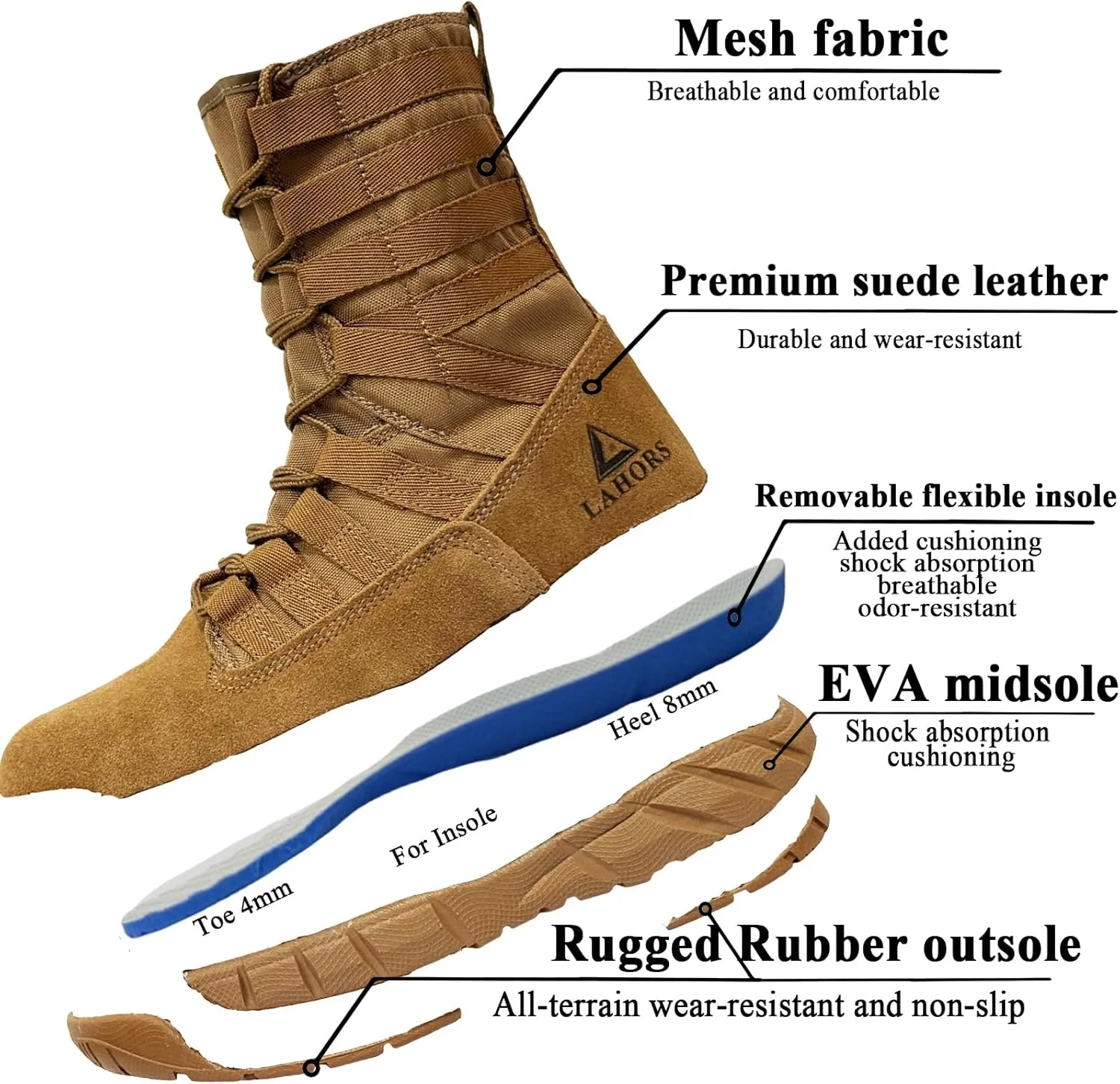 Lightweight Military Tactical Combat Boots Men Outdoor Hiking Desert Army Boots Breathable Male Jungle Shoes Man Side Zip