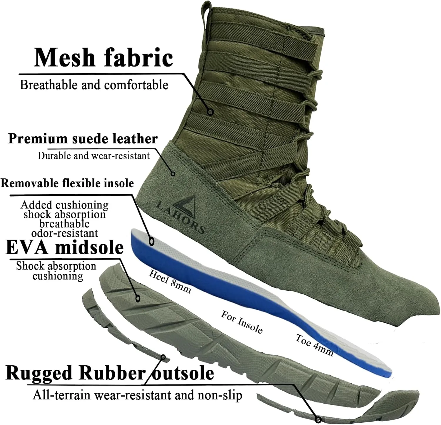 Lightweight Military Tactical Combat Boots Men Outdoor Hiking Desert Army Boots Breathable Male Jungle Shoes Man Side Zip