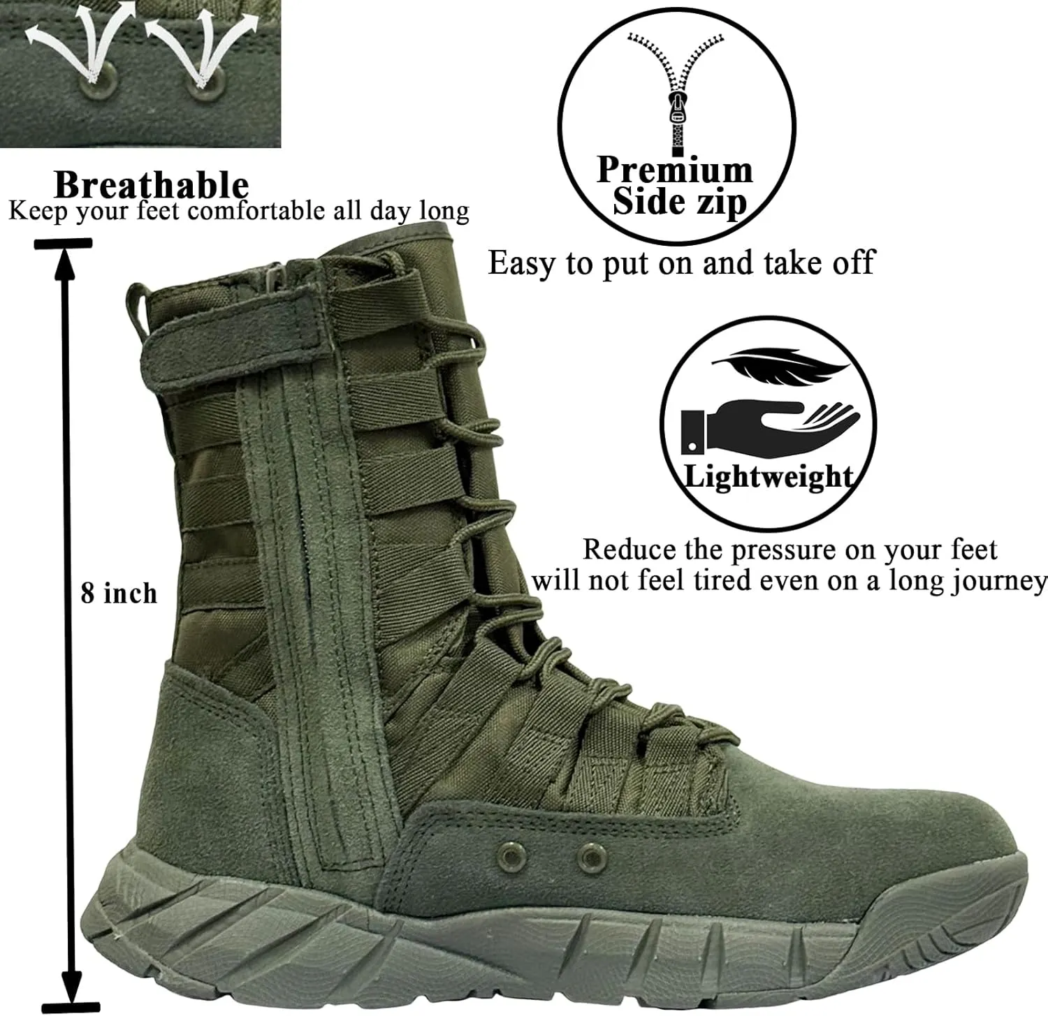 Lightweight Military Tactical Combat Boots Men Outdoor Hiking Desert Army Boots Breathable Male Jungle Shoes Man Side Zip