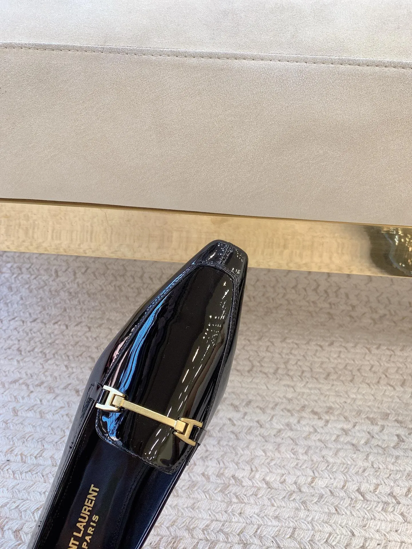 LOAFERS WITH GOLD HARDWARE IN BLACK GLOSSY CALFSKIN