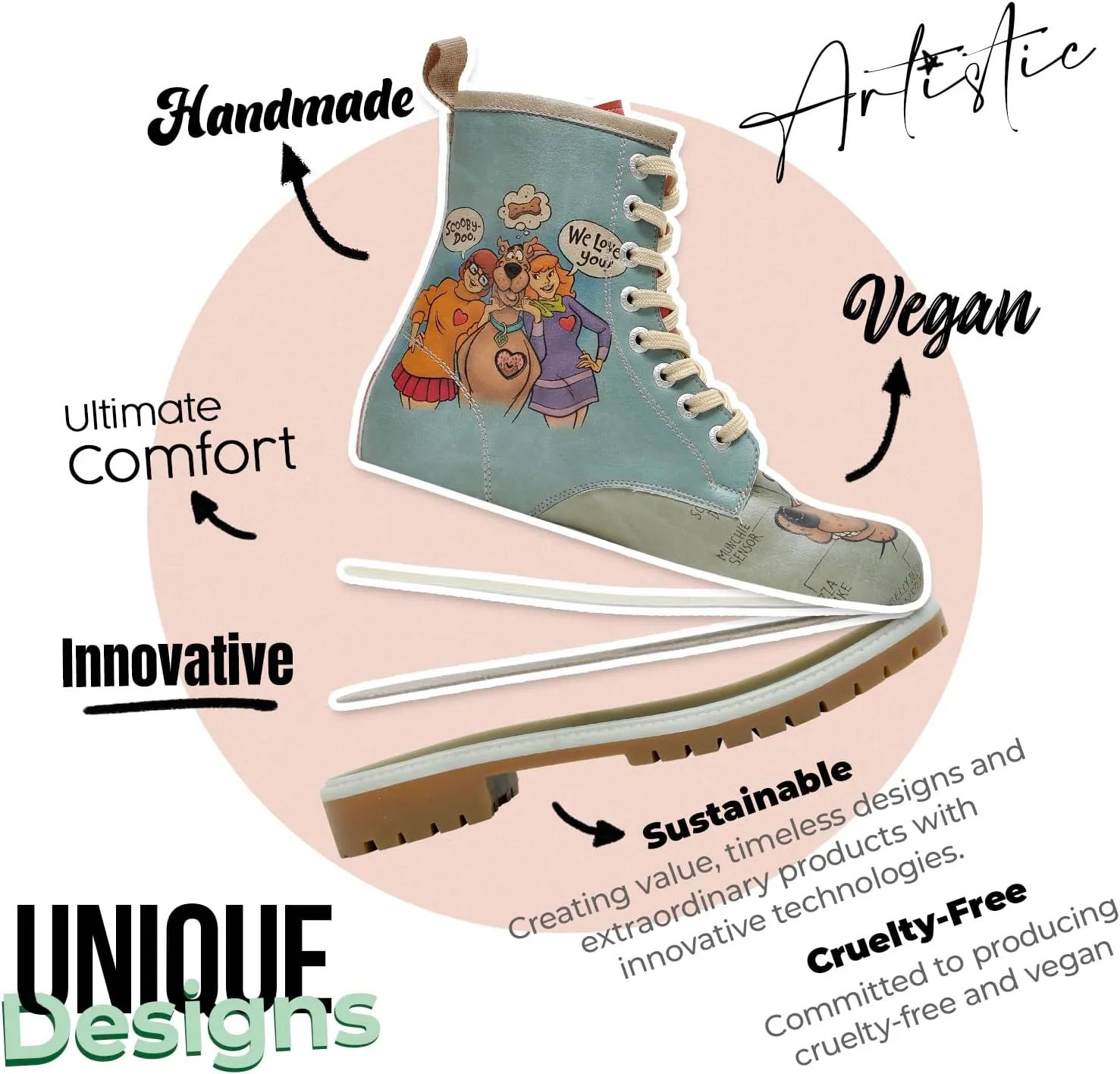 Long Boots for Women – Vegan Leather and Unique Design Womens Winter Boots, Comfortable and Stylish Womens Boots