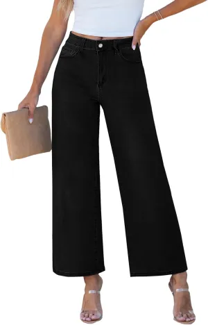 luvamia Wide Leg Jeans for Women High Waisted Relaxed Fit Trendy Stretchy Denim Pants Ankle Trouser Jeans with Pockets
