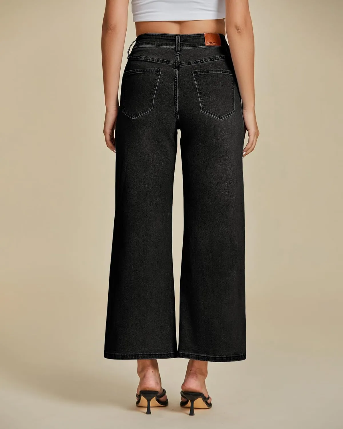 luvamia Wide Leg Jeans for Women High Waisted Relaxed Fit Trendy Stretchy Denim Pants Ankle Trouser Jeans with Pockets