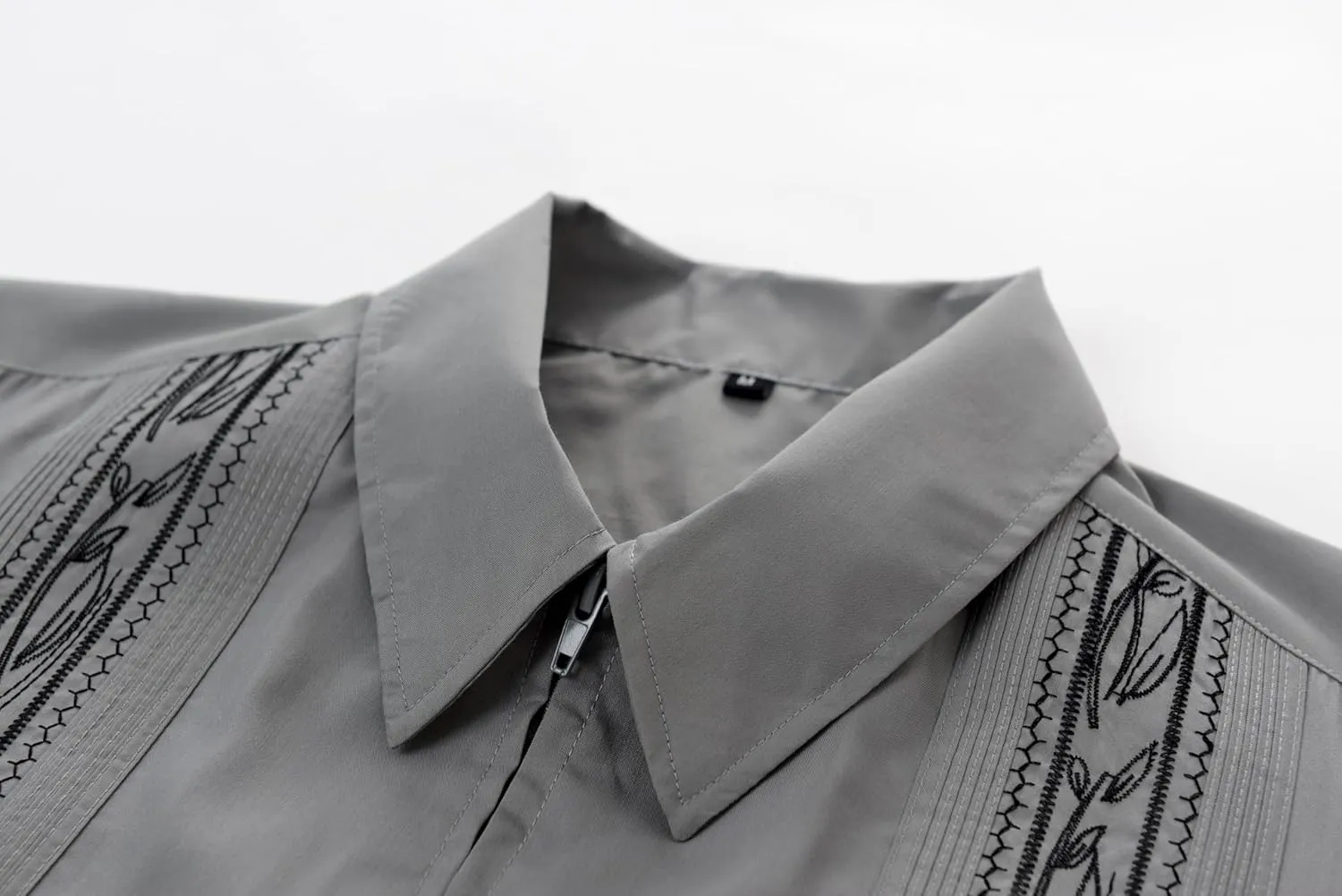 MAXJON Men's Short Sleeve Cuban Guayabera Shirts Full Zip Front Mexican Hawaiian Shirt with Pocket