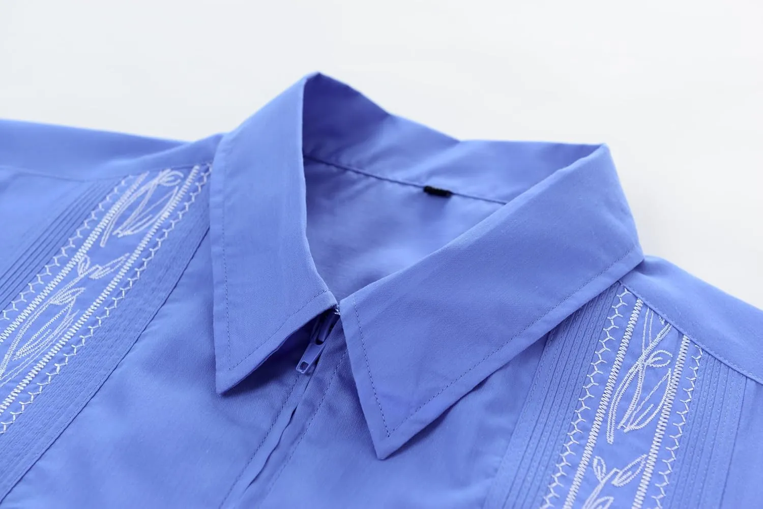 MAXJON Men's Short Sleeve Cuban Guayabera Shirts Full Zip Front Mexican Hawaiian Shirt with Pocket