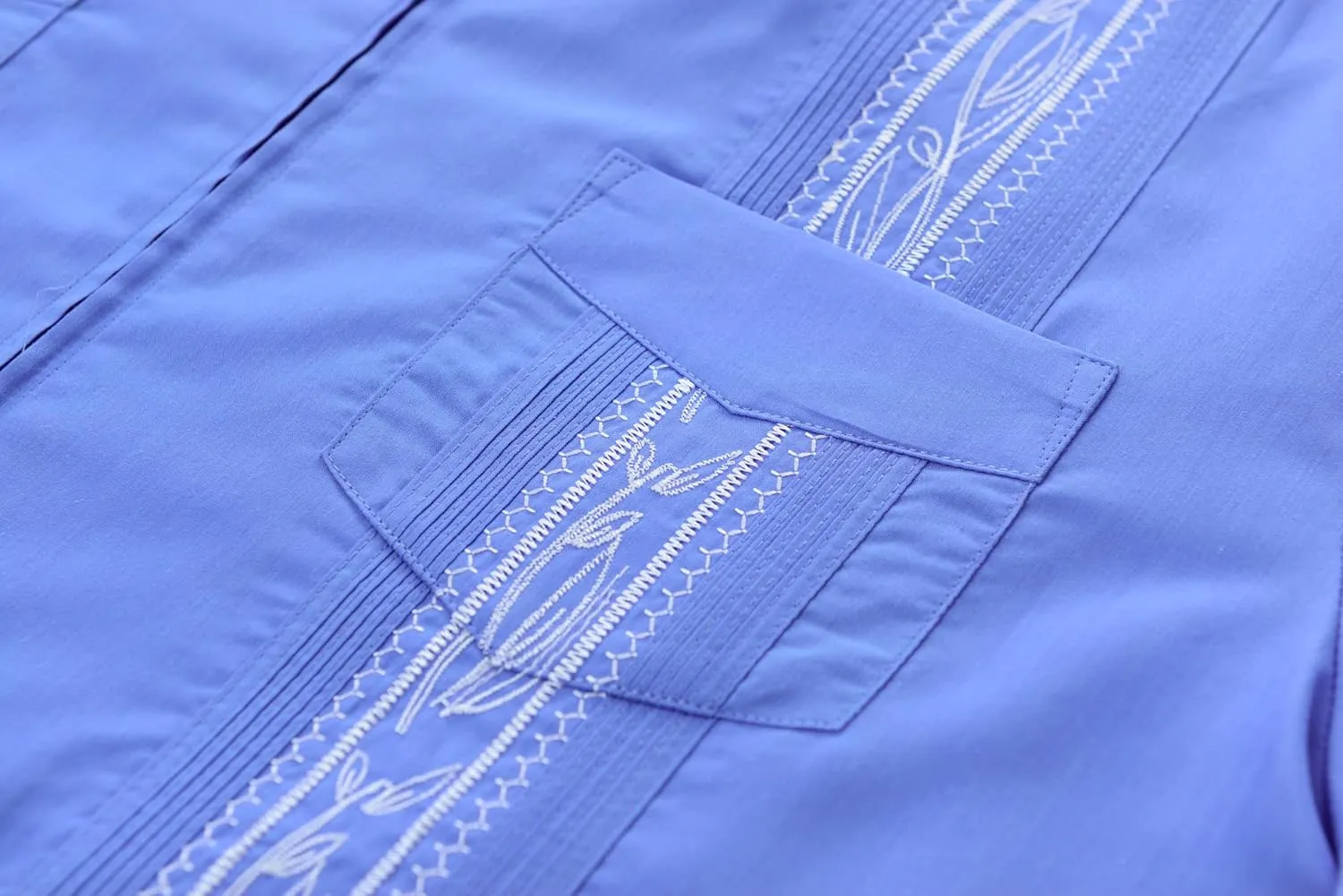MAXJON Men's Short Sleeve Cuban Guayabera Shirts Full Zip Front Mexican Hawaiian Shirt with Pocket