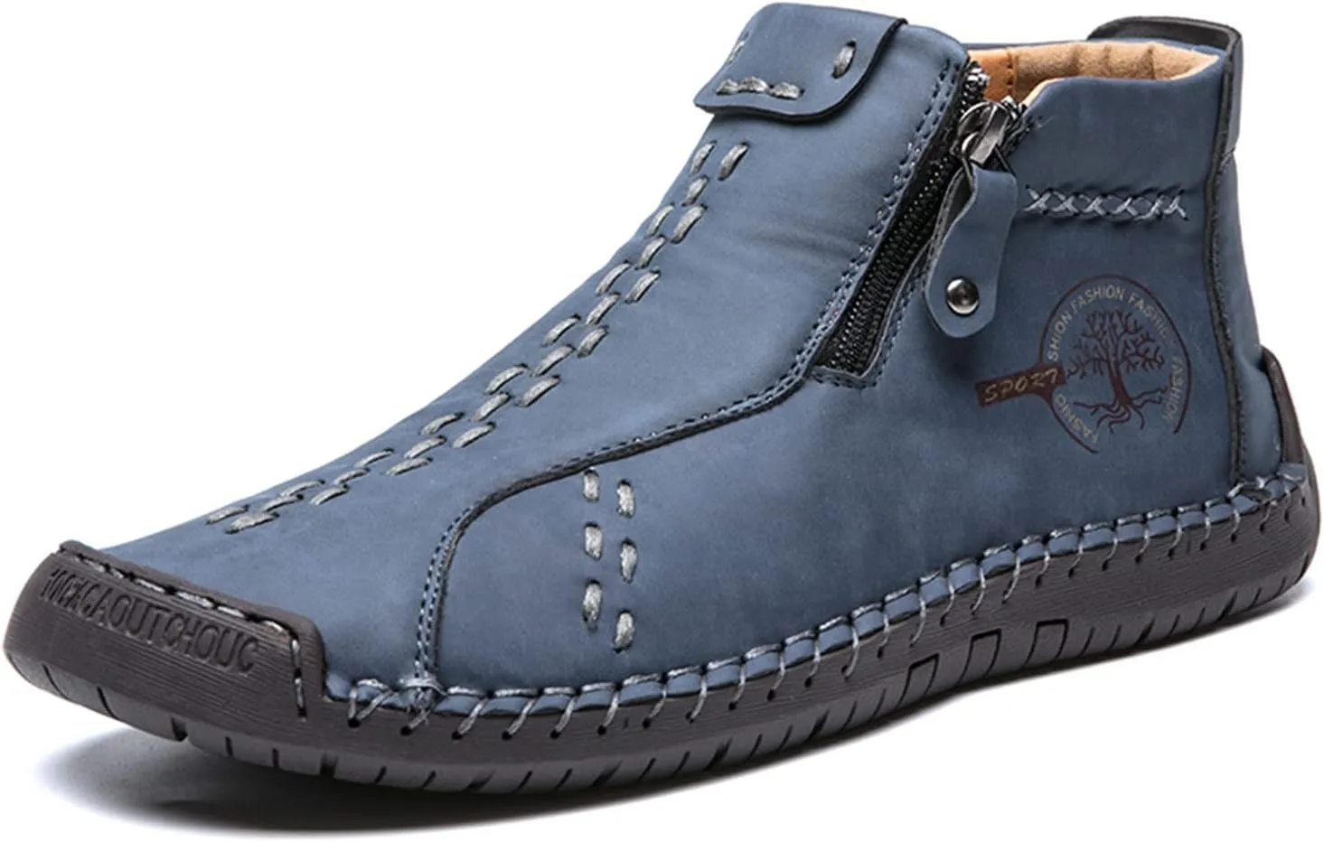Medieval Boots Leather Renaissance Outdoor Casual Fashion Zipper Slip On Boots for Women Blue Green