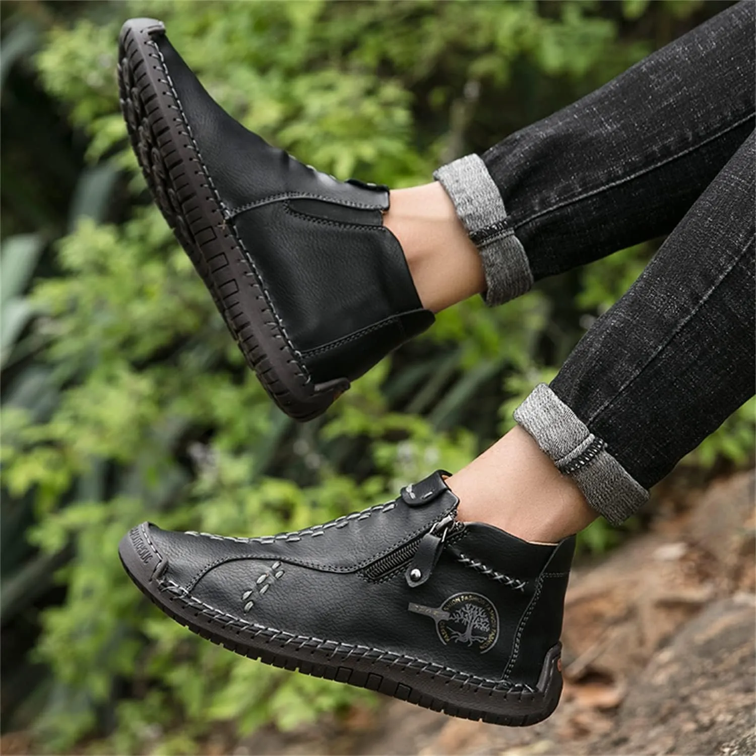 Medieval Boots Leather Renaissance Outdoor Casual Fashion Zipper Slip On Boots for Women Blue Green