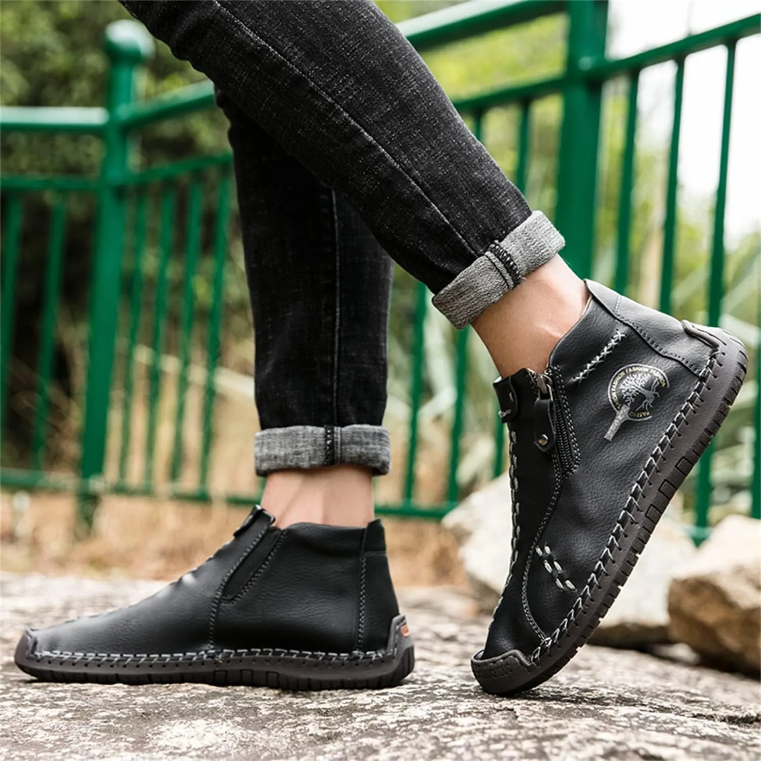 Medieval Boots Leather Renaissance Outdoor Casual Fashion Zipper Slip On Boots for Women Blue Green