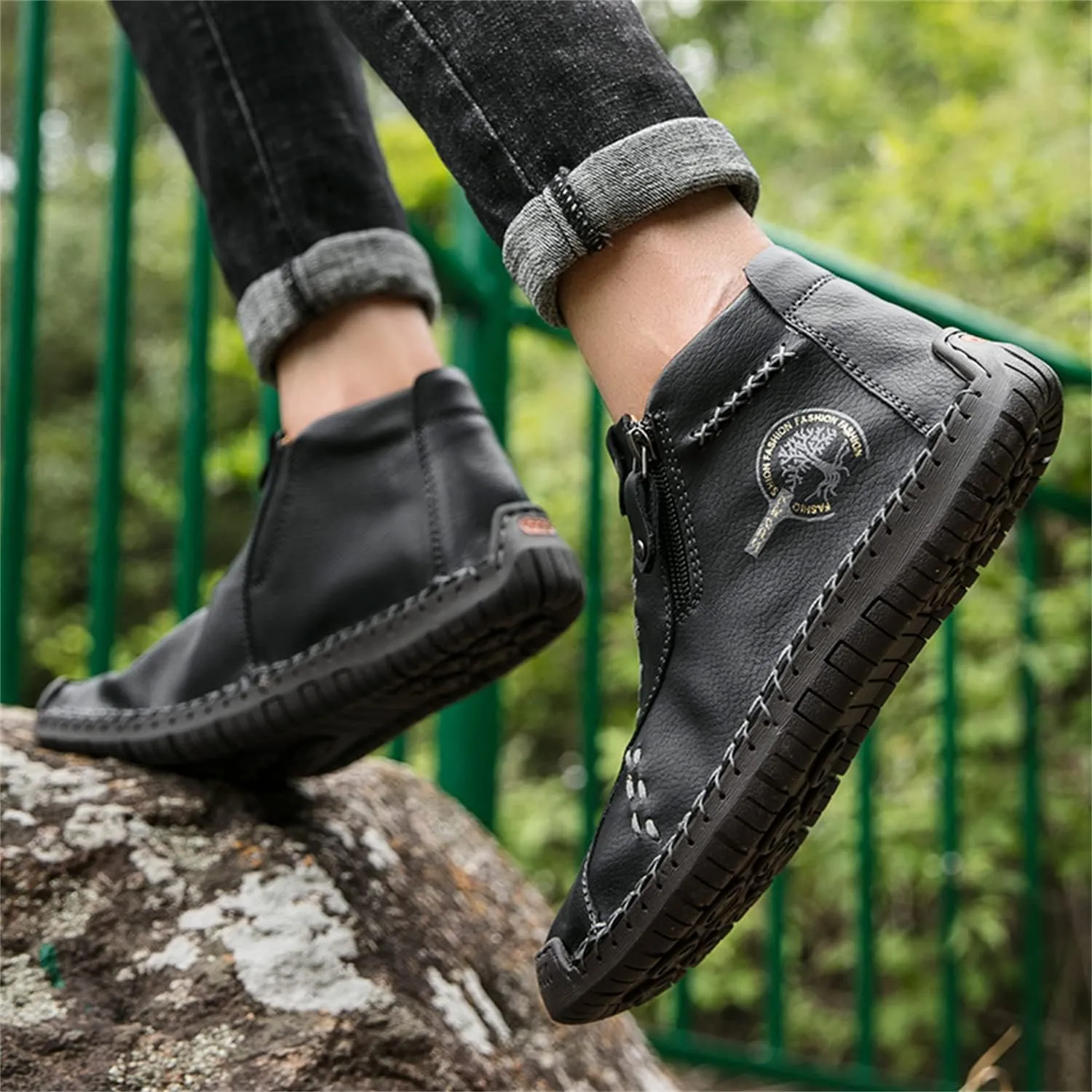 Medieval Boots Leather Renaissance Outdoor Casual Fashion Zipper Slip On Boots for Women Blue Green