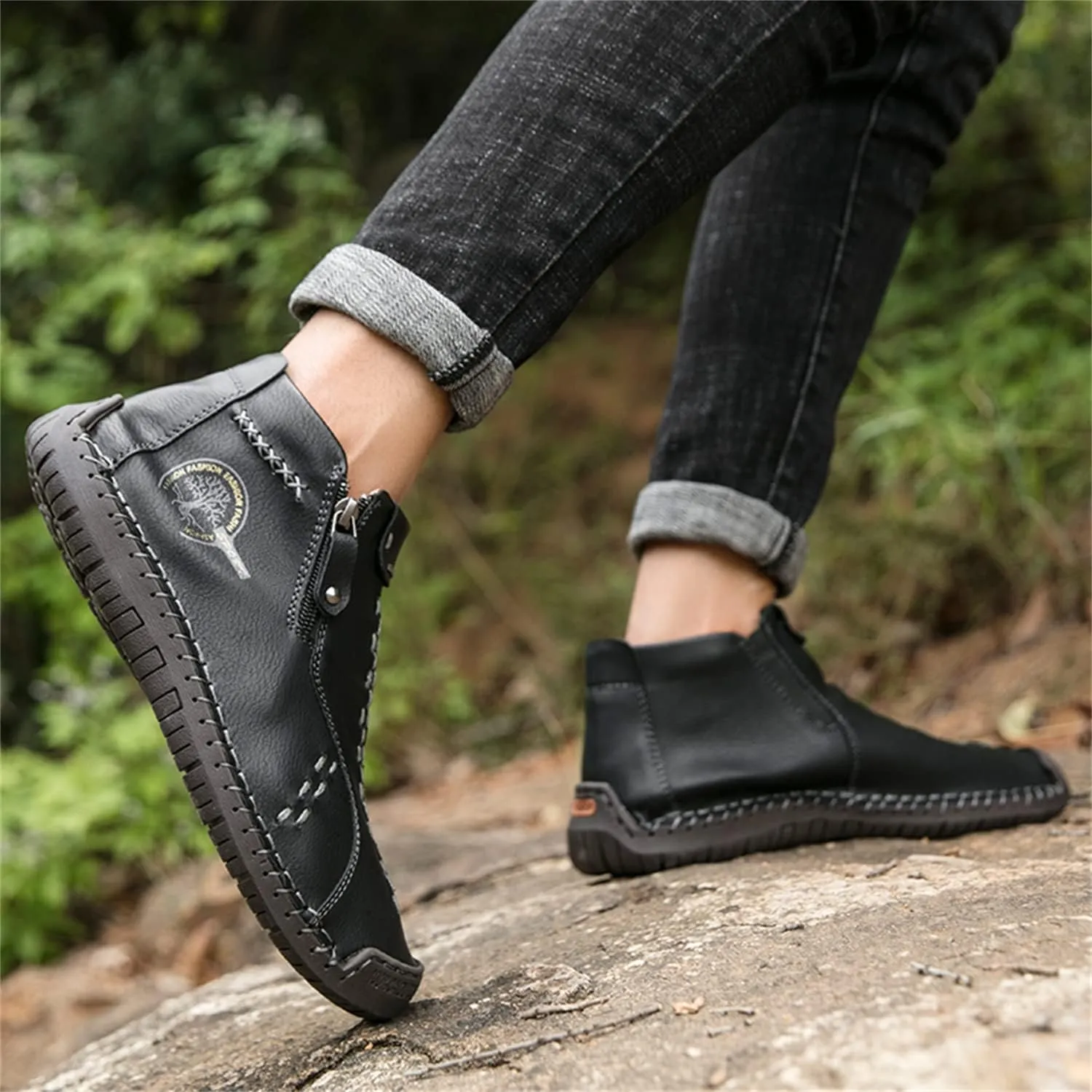 Medieval Boots Leather Renaissance Outdoor Casual Fashion Zipper Slip On Boots for Women Blue Green