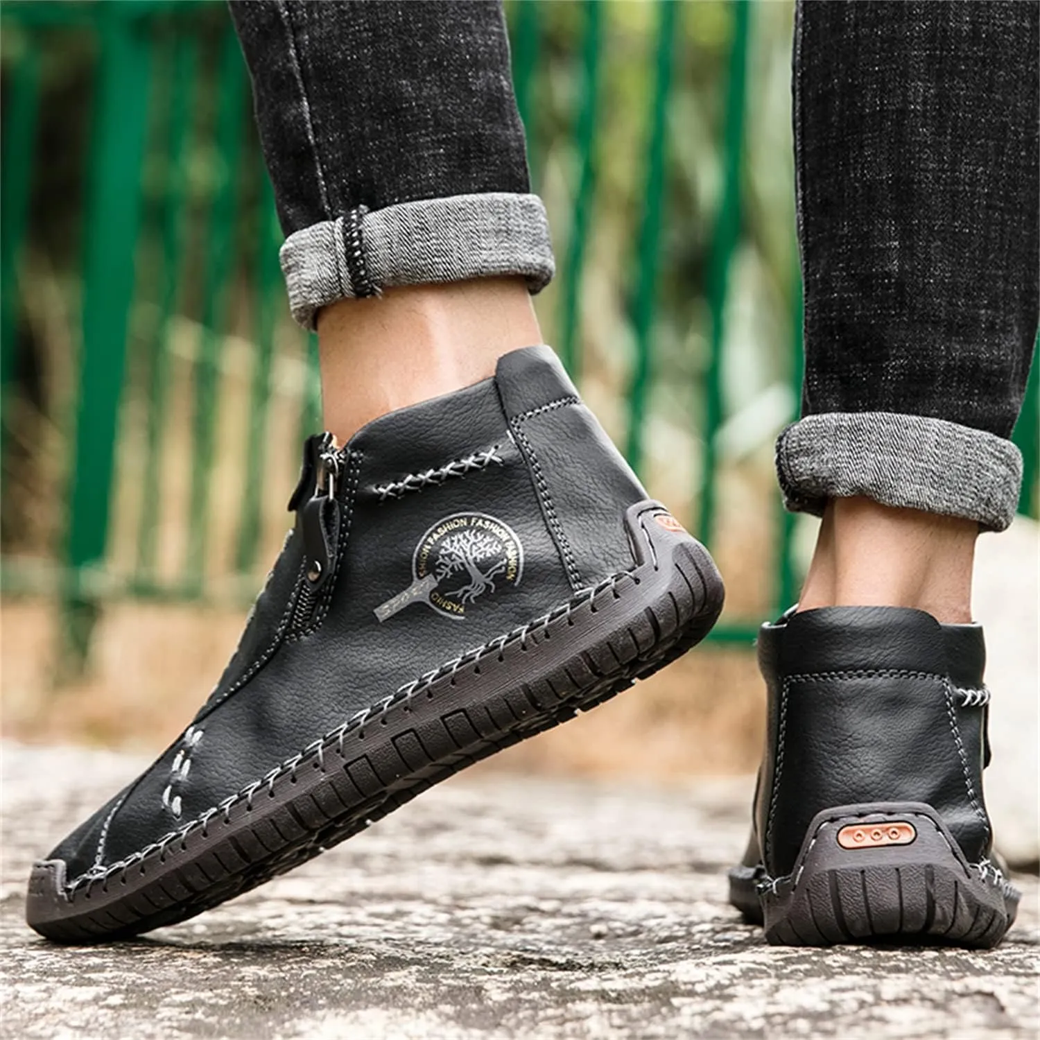 Medieval Boots Leather Renaissance Outdoor Casual Fashion Zipper Slip On Boots for Women Blue Green