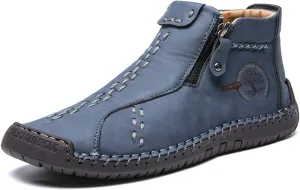 Medieval Boots Leather Renaissance Outdoor Casual Fashion Zipper Slip On Boots for Women Blue Green