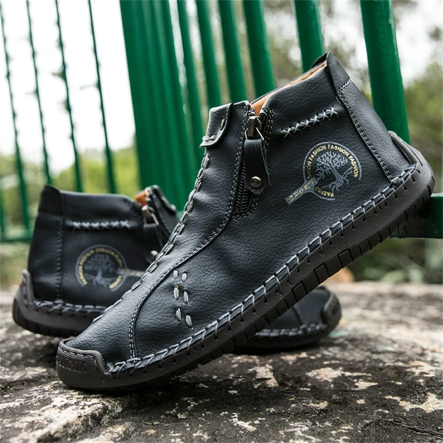 Medieval Boots Leather Renaissance Outdoor Casual Fashion Zipper Slip On Boots for Women Blue Green