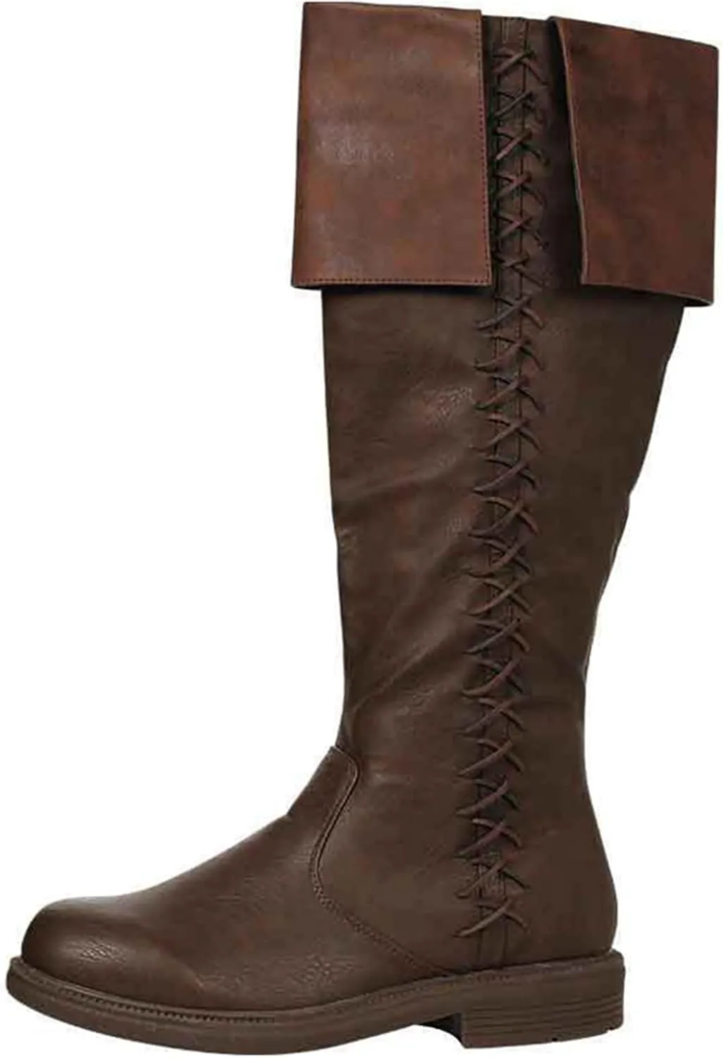 Medieval Pirate Boots - Mens Renaissance Pull On Mid Calf Gothic Boots for Halloween Costume & Vintage Stage Pirate Viking Shoes