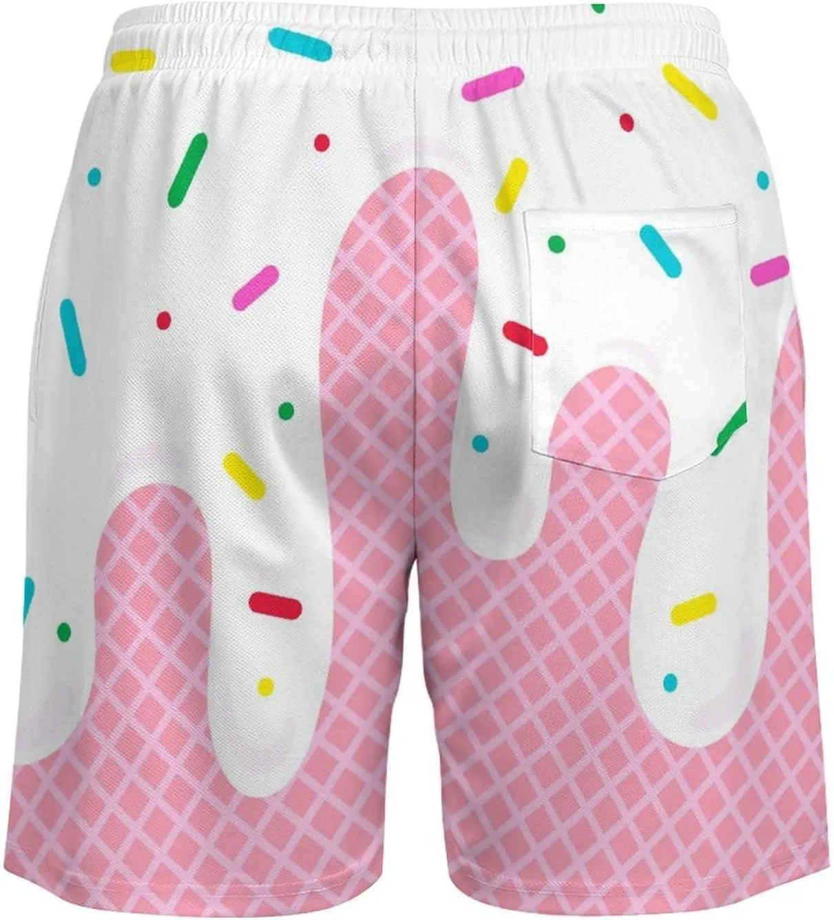 Men Cream Melted on Waffle Swim Trunks Vacation Beach Shorts with Pockets Compression Liner Quick Dry