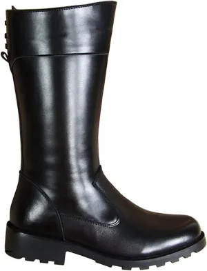 Men Leather Riding High Boots Outdoor British Style Knee High Wide Calf Equestrian Shoes Knight Fashion Long Boots(Color:Black,Size:UK5)