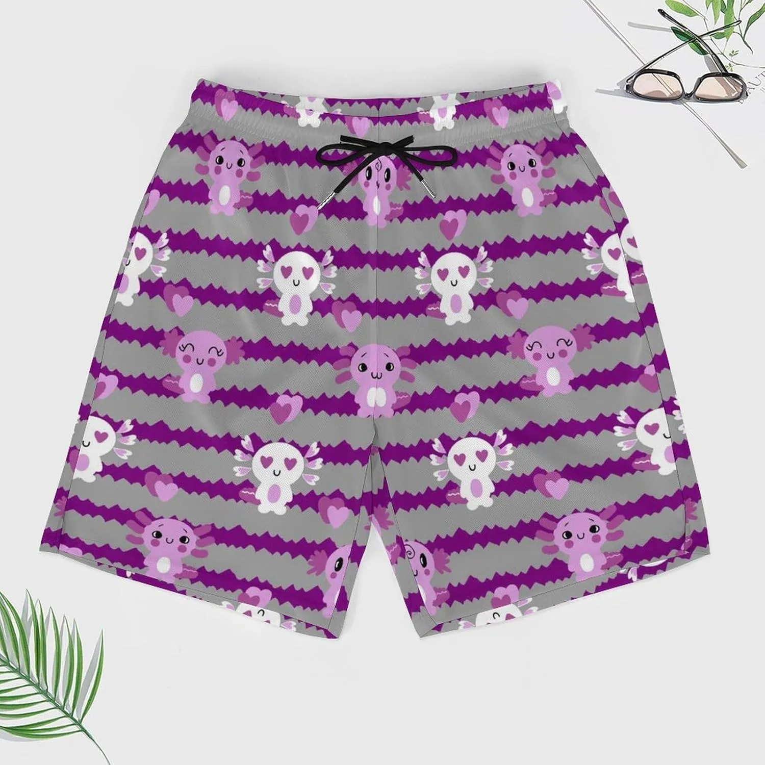 Men LGBT Swim Trunks Vacation Beach Shorts with Pockets Compression Liner Quick Dry