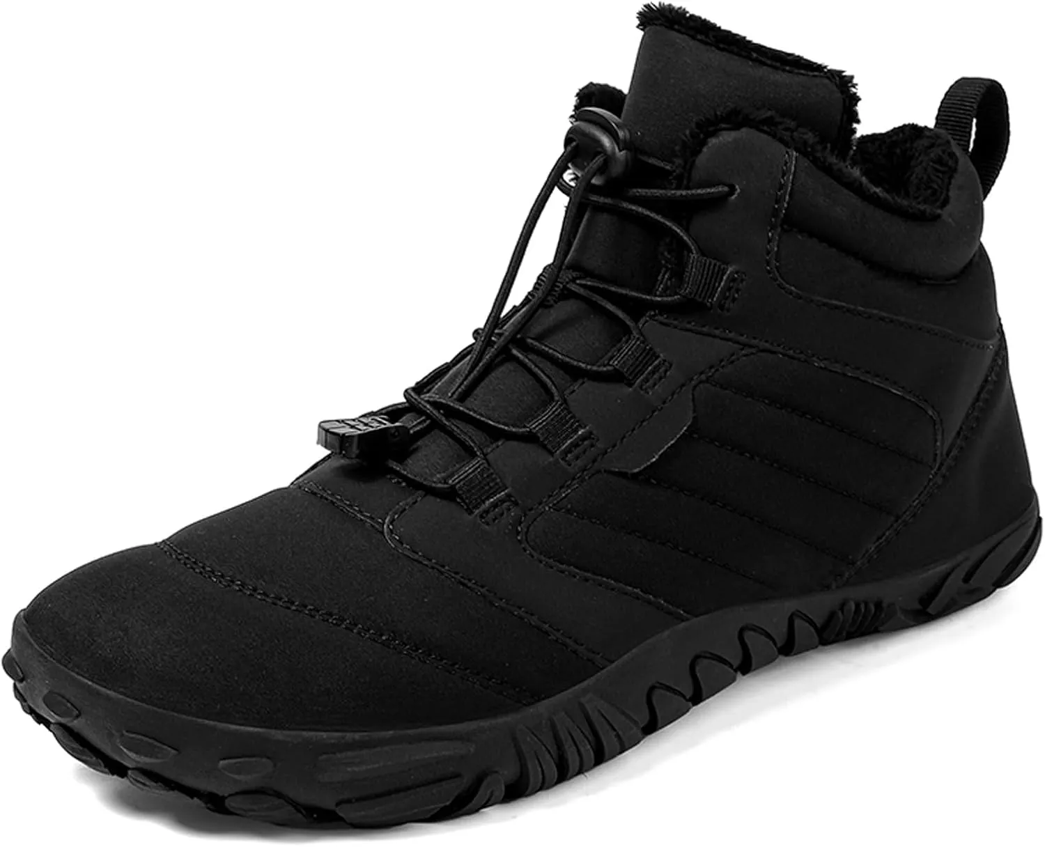 Men's and Women's Barefoot Hiking Boots | Zero Drop Winter Snow Boots with Wide Toe Box | Slip-On Waterproof Ankle Booties | Minimalist Five-Finger Sneakers for Outdoor Hiking and Walking