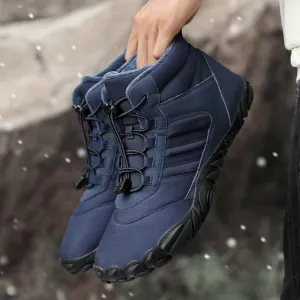 Mens Barefoot Boots Shoes, Womens Snow Boots - Warm Minimalist Wide Toe, Couples Waterproof Winter Snow Boots, Warm Ankle Booties with Arch Support Anti-Slip Outdoor Casual Ankle Sneakers