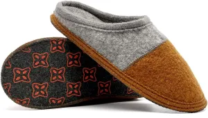 Men's Boiled Wool House Slippers Breathable Winter Warm Slip on Mules Indoor/Outdoor Slipper for Women Two Tone Cap Toe Clog