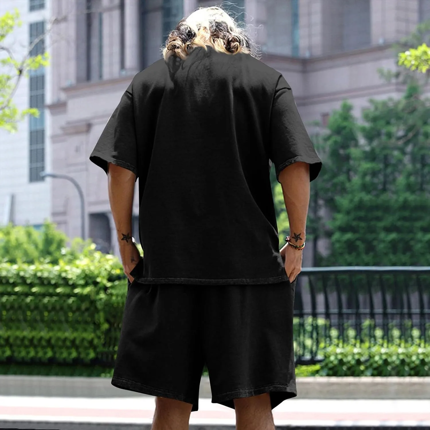 Mens Casual 2 Piece Outfits Summer Fashion Short Sleeve Tee and Shorts Lounge Sets Men Solid Vacation Beach Outfits