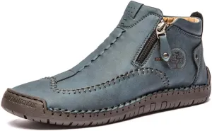 men's casual outdoor short boots - hand sewn classic boots with fashionable side zipper decoration, perfect for outdoor enthusiasts and activities