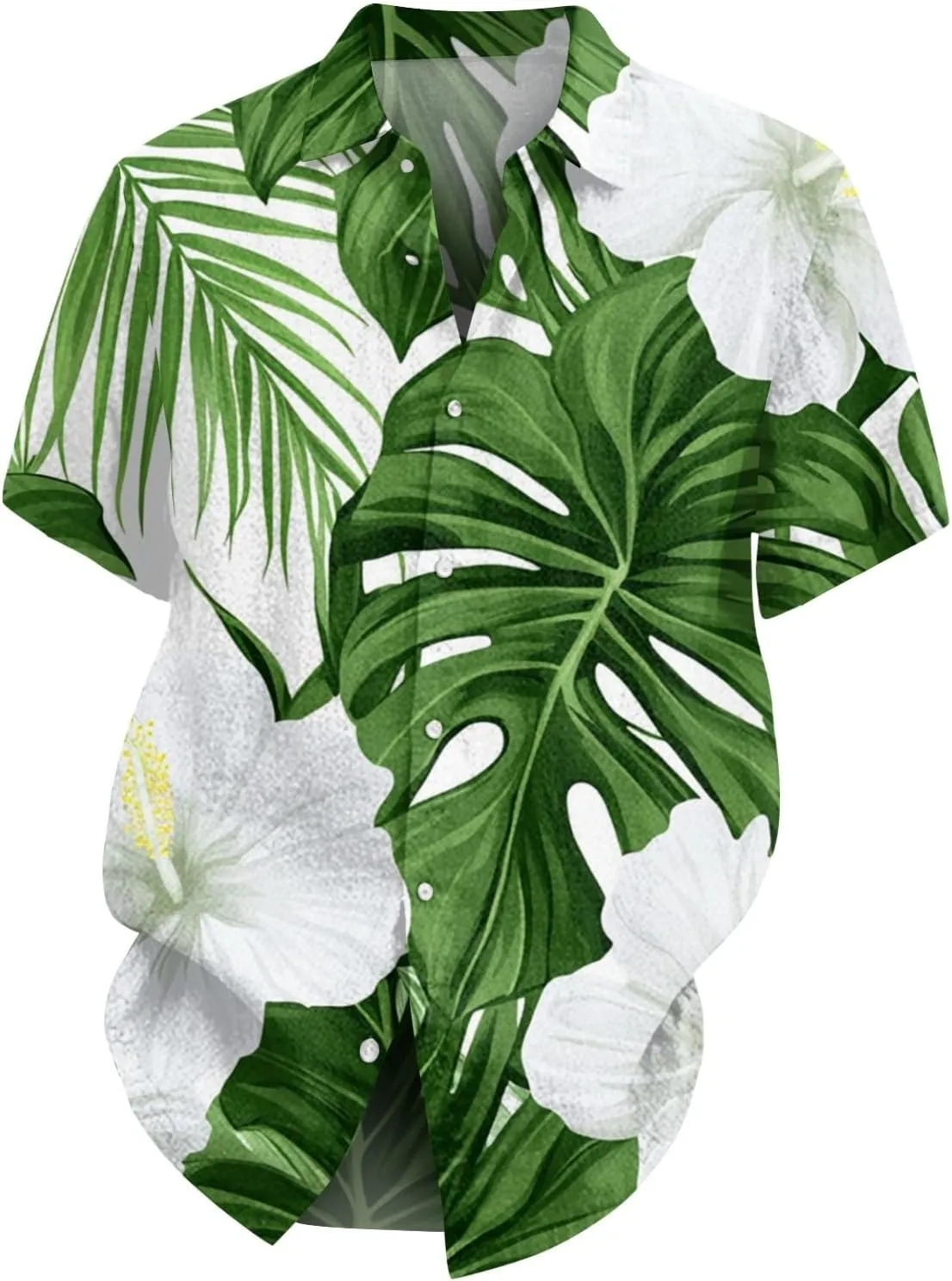 Men's Hawaiian Floral Shirts Cotton Linen Button Down Tropical Holiday Beach Shirts